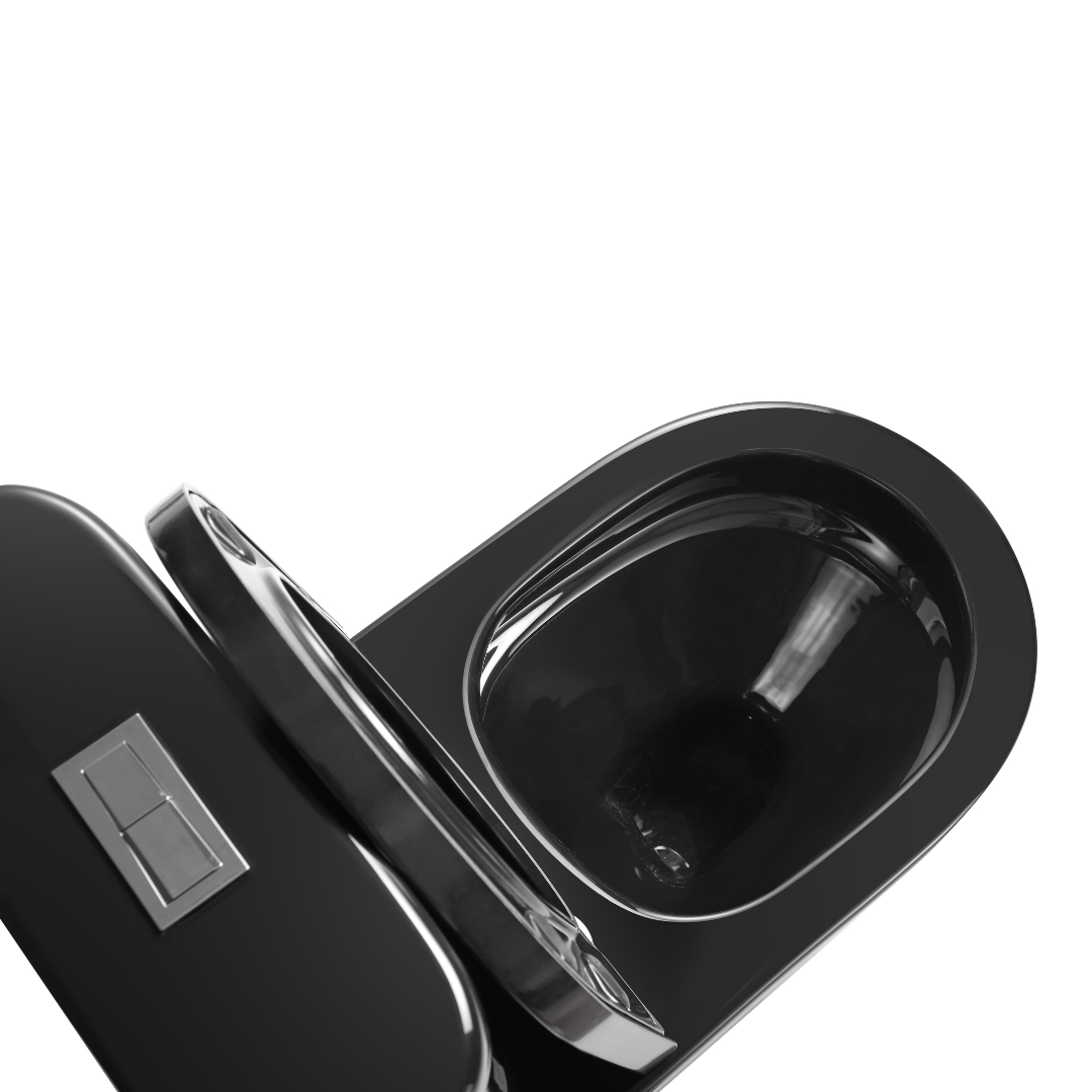 Snubby Back-to-Wall Toilet Suite in Gloss Black
