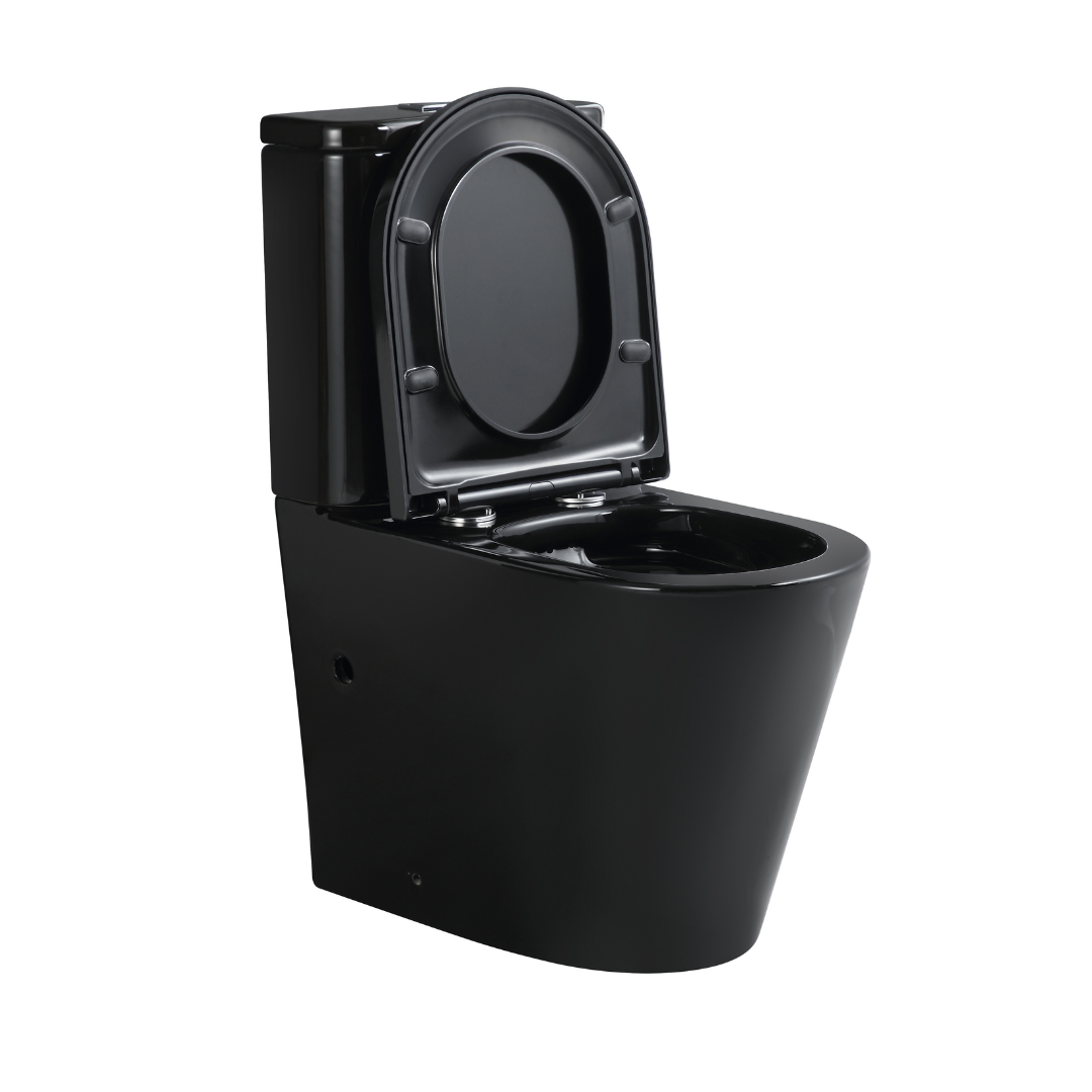 Snubby Back-to-Wall Toilet Suite in Gloss Black