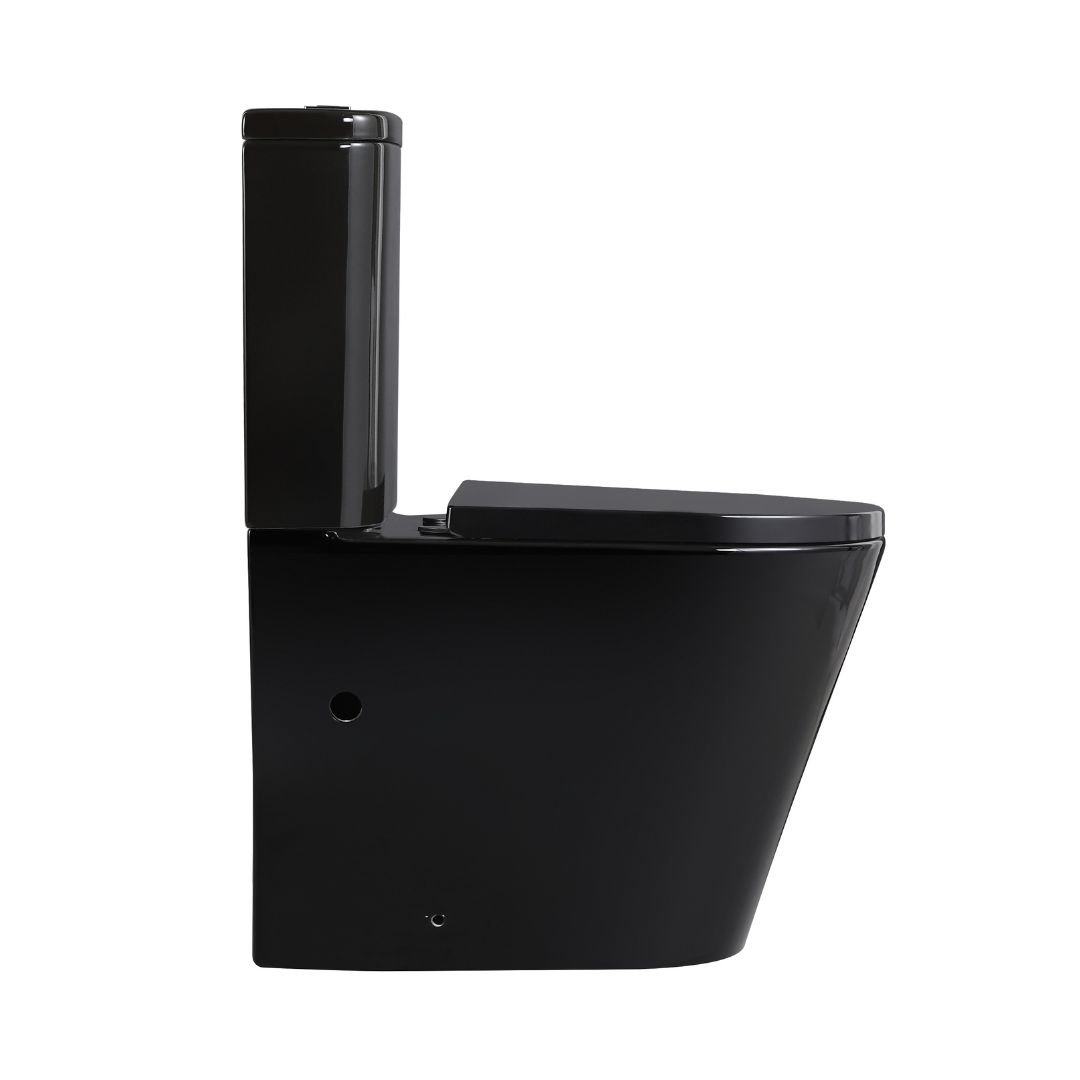 Snubby Back-to-Wall Toilet Suite in Gloss Black