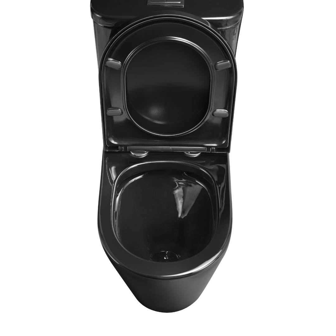 Snubby Back-to-Wall Toilet Suite in Gloss Black