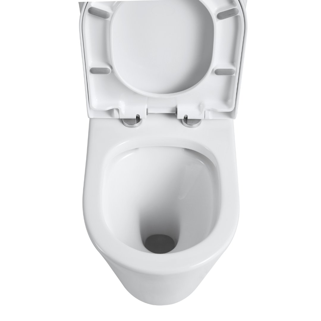 Snubby back-to-wall toilet with a compact design to maximize space in smaller bathrooms. Minimizes flushing frequency and cleaning effort