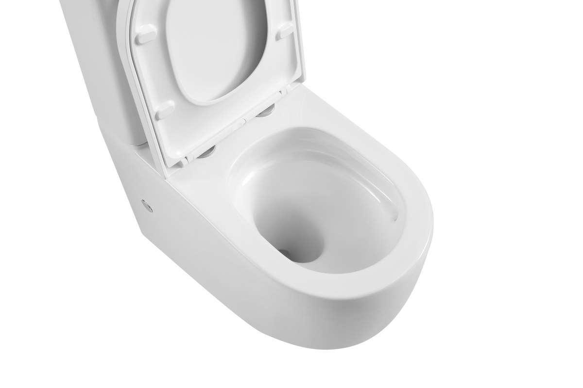 Hurricane Zero Rim Back-to-Wall Toilet Suite in Gloss White
