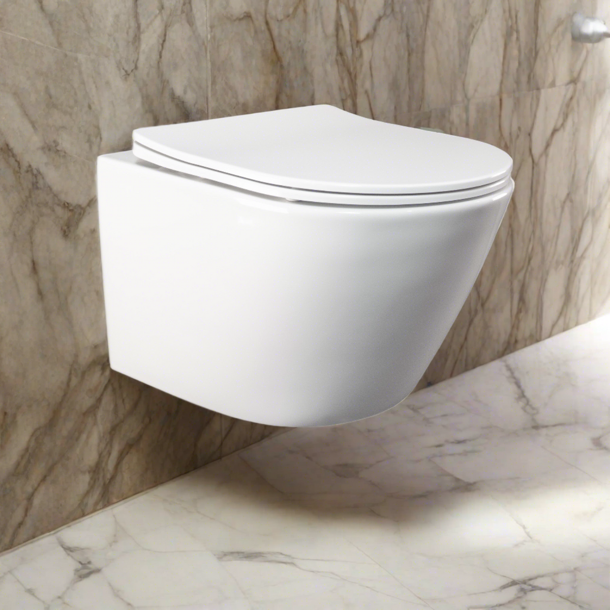 Niche Wall Hung Full Kit with Square Brushed Gold Push Plate