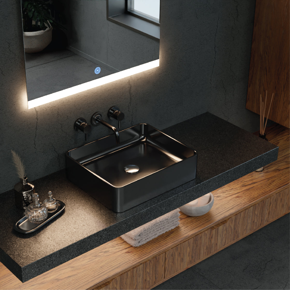 Illuminate your space effortlessly with Titan's LED Mirror, adjusting to your preferred brightness.