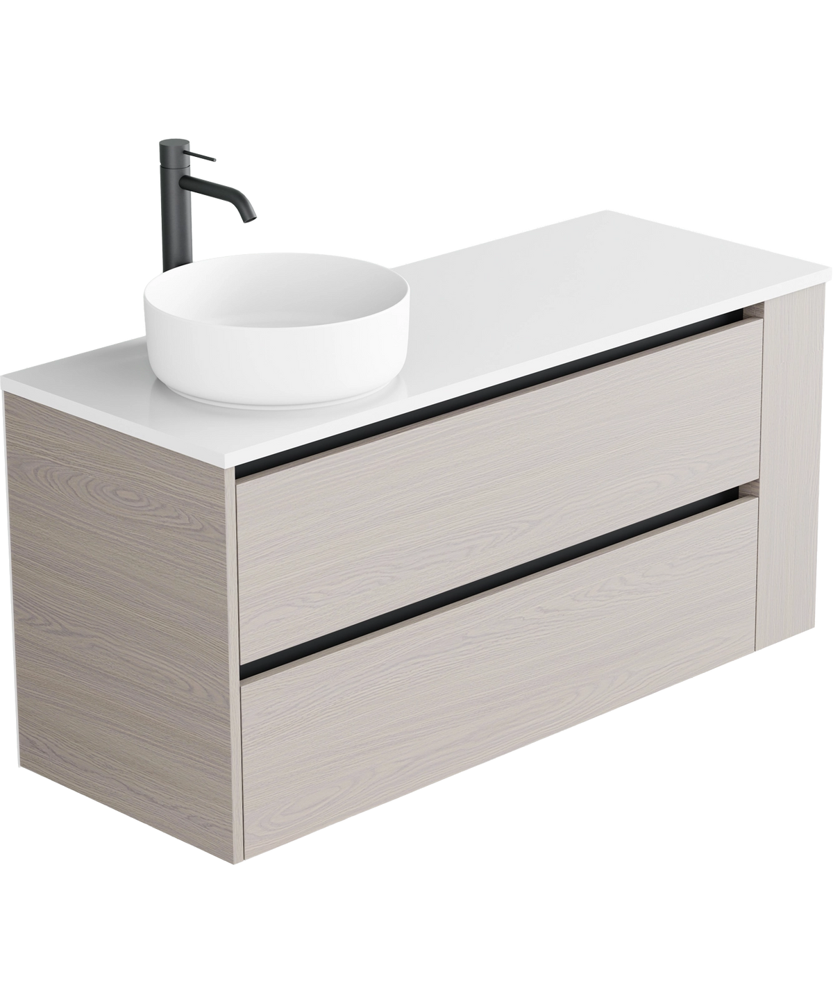 Offset Vanity Basin Zeon Vanity 1200mm | Left Offset Basin & Right Shelf | Propel Bathrooms ...