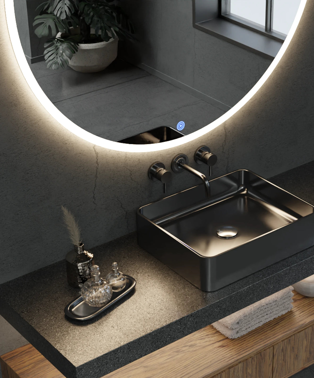 Round Titan LED Mirror With Demister 1200mm