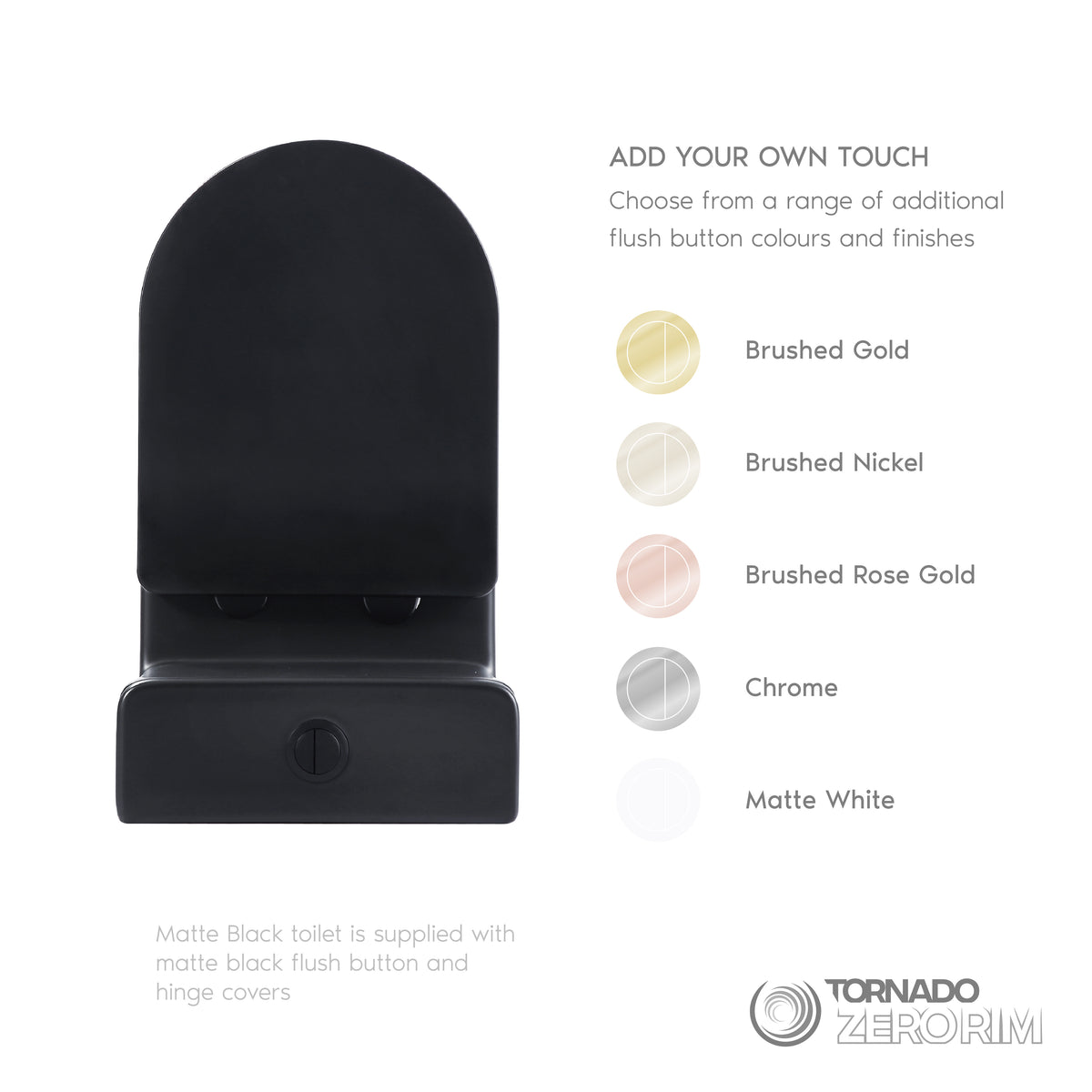 Tornado Zero Rim Back-to-Wall Toilet Suite in Matte Black