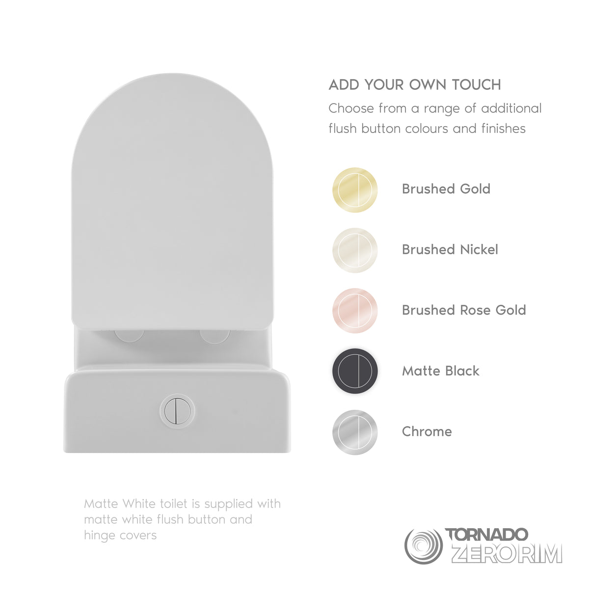 Tornado Zero Rim Back-to-Wall Toilet Suite in Matte White